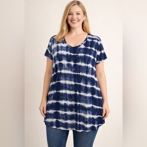 Elegant Navy Tie-Dye Women's Tunic